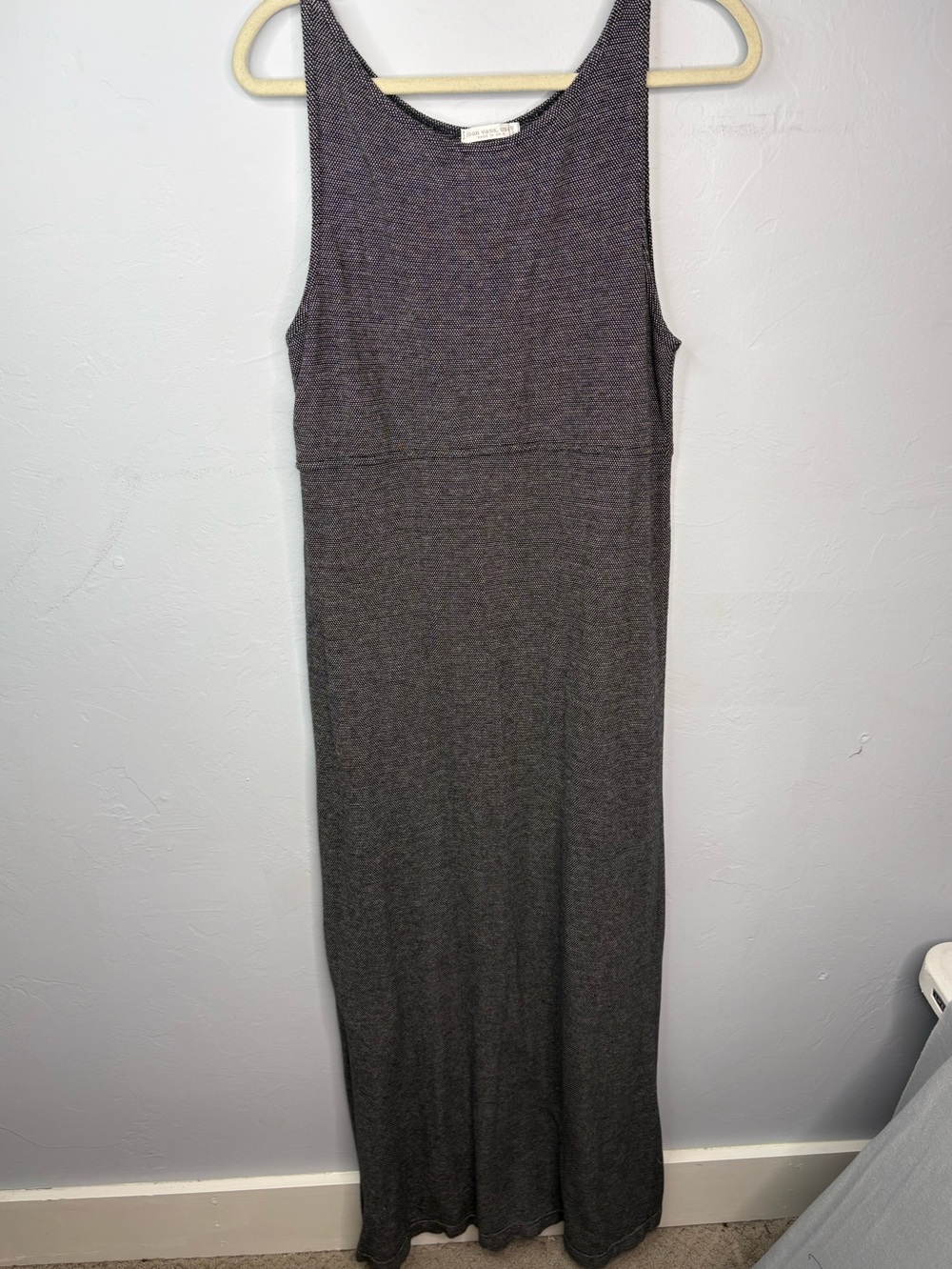 Joan Vass USA Made Knit Maxi Dress Black Gray Sleeveless Size 1 (sz 6/8)